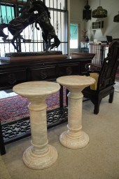 PAIR OF ROSA MARBLE PEDESTALSP