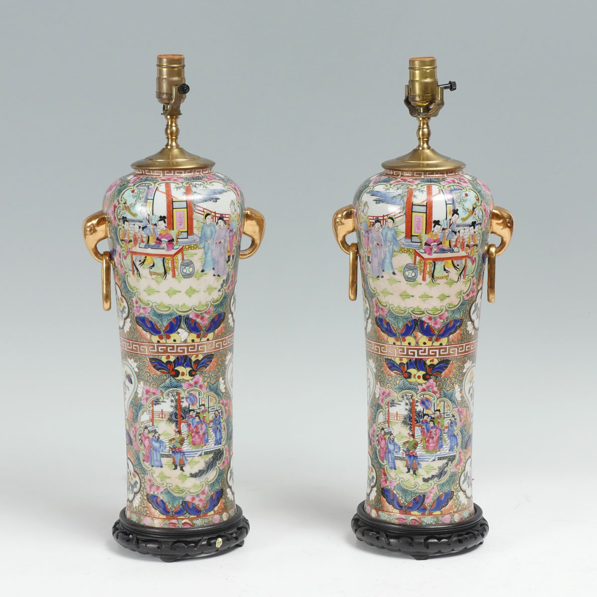 PAIR OF ROSE MEDALLION PARLOR