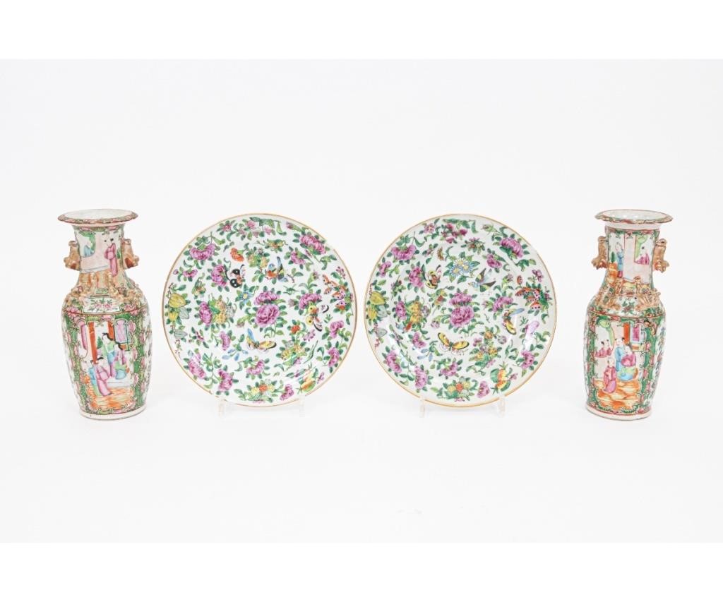Pair of Rose Medallion vases, circa