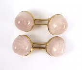 PAIR OF ROSE QUARTZ CHAIN LINK