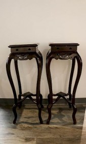 PAIR OF ROSEWOOD PLANT STANDS