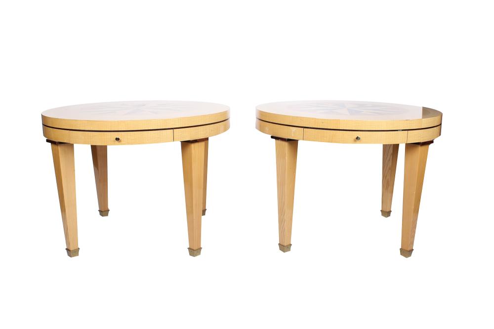 PAIR OF ROUND BLONDE LAMP