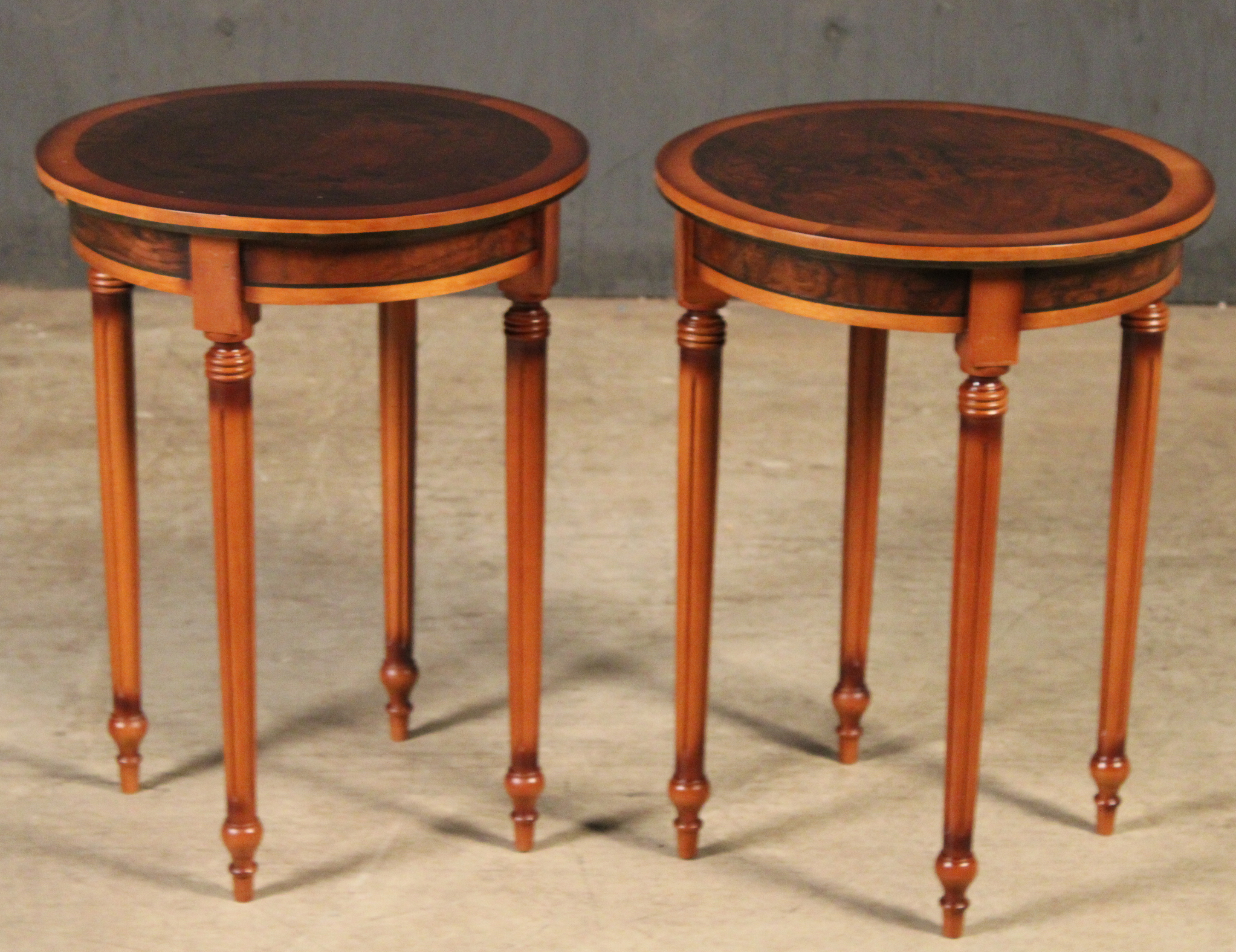PAIR OF ROUND END TABLES PAIR OF