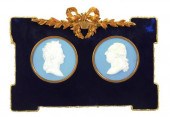 PAIR OF ROUND "JASPERWARE" CER