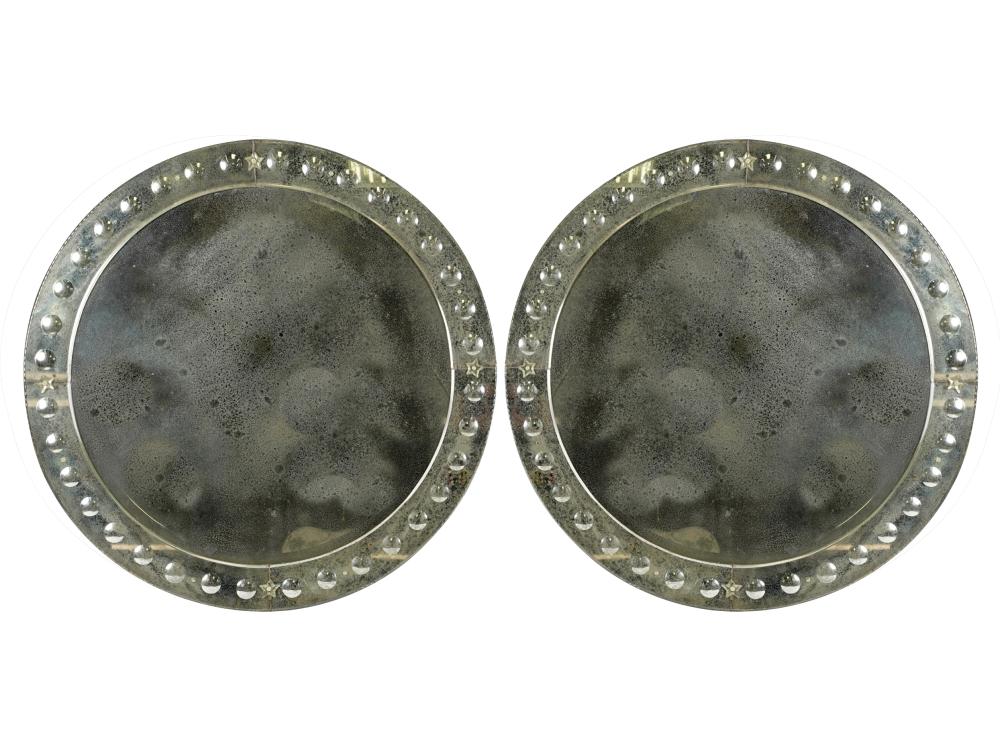 PAIR OF ROUND WALL MIRRORSeach