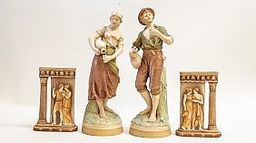 PAIR OF ROYAL DUX PORC FIGURES &