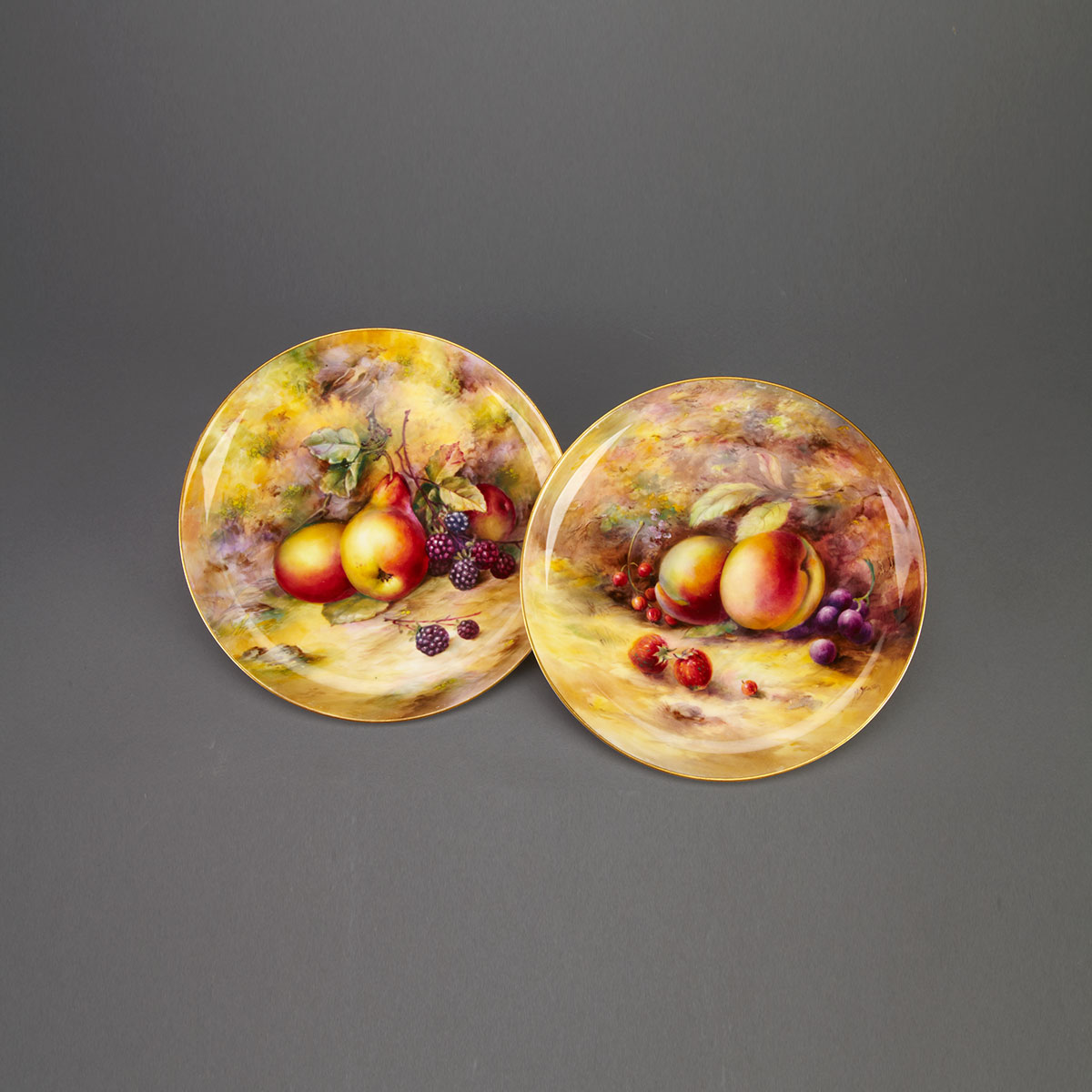 Pair of Royal Worcester Fruit
