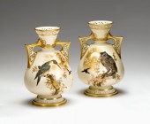 Pair of Royal Worcester gilt-d