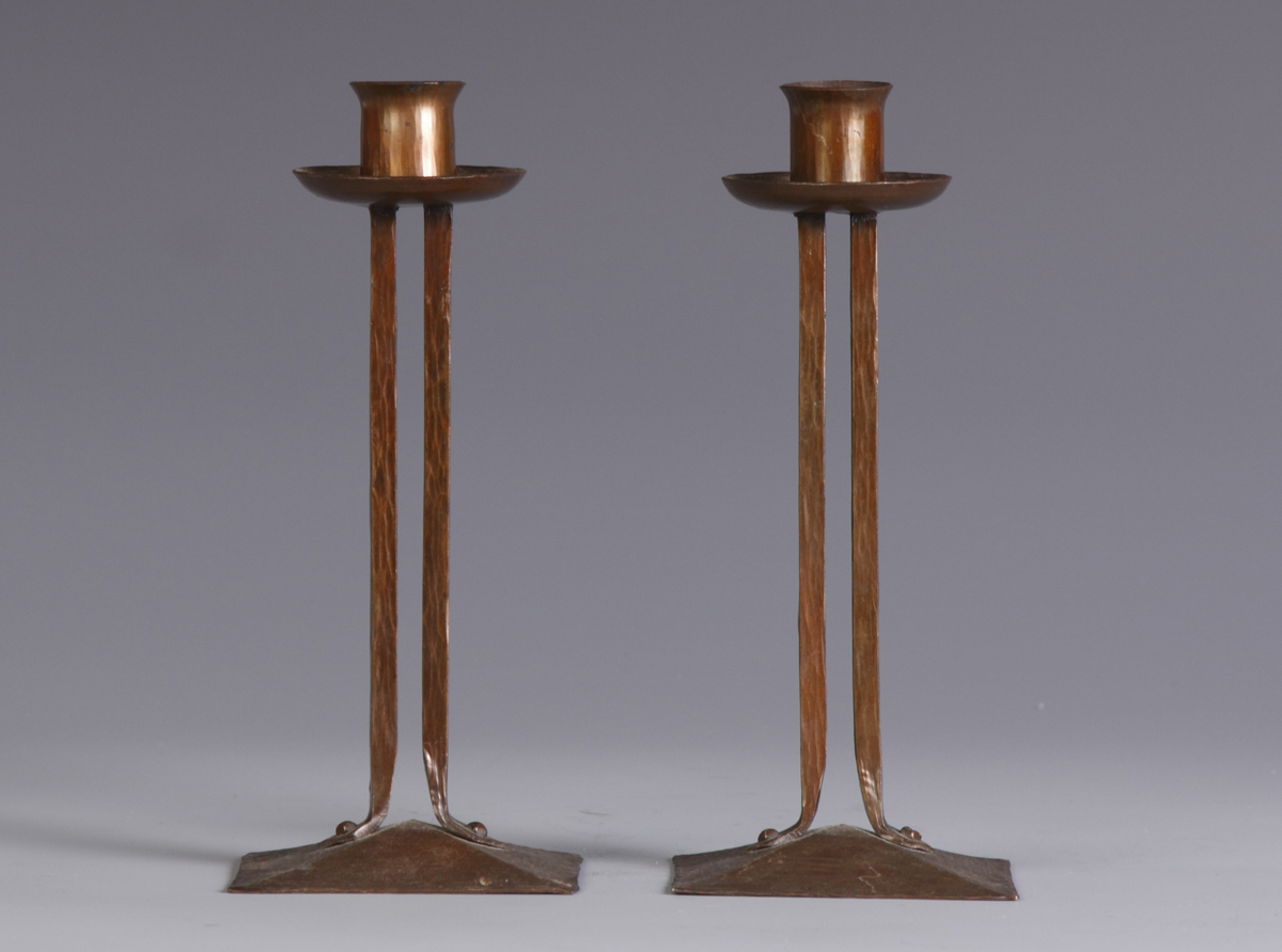Pair of Roycroft Hammered Copper