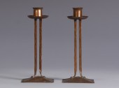 Pair of Roycroft Hammered Copp