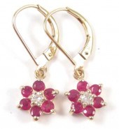 PAIR OF RUBY AND DIAMOND EARRI