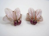 PAIR OF RUBY AND DIAMOND EARRI