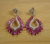 PAIR OF RUBY AND DIAMOND EFFY