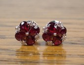 PAIR OF RUBY AND DIAMOND EAR S