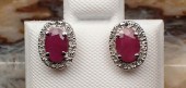 PAIR OF RUBY AND DIAMOND EAR S