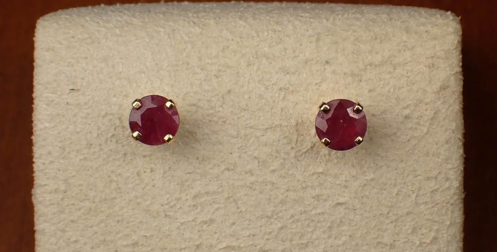 PAIR OF RUBY AND FOURTEEN KARAT
