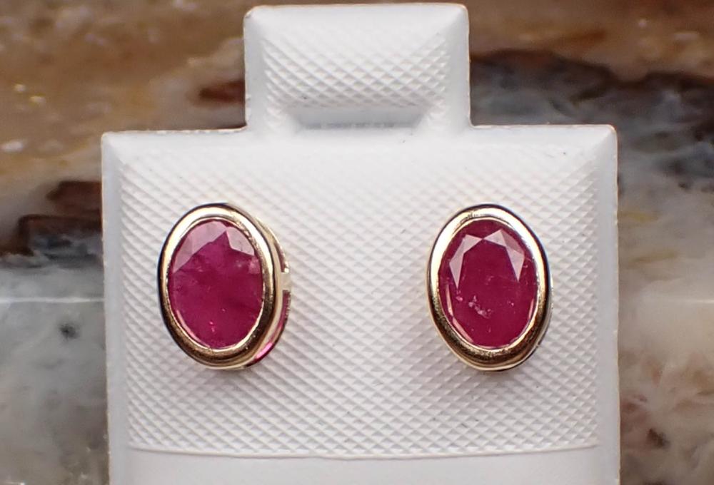 PAIR OF RUBY AND FOURTEEN KARAT