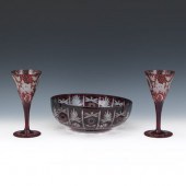 PAIR OF RUBY CUT TO CLEAR BOHE