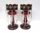 PAIR OF RUBY GLASS VICTORIAN L