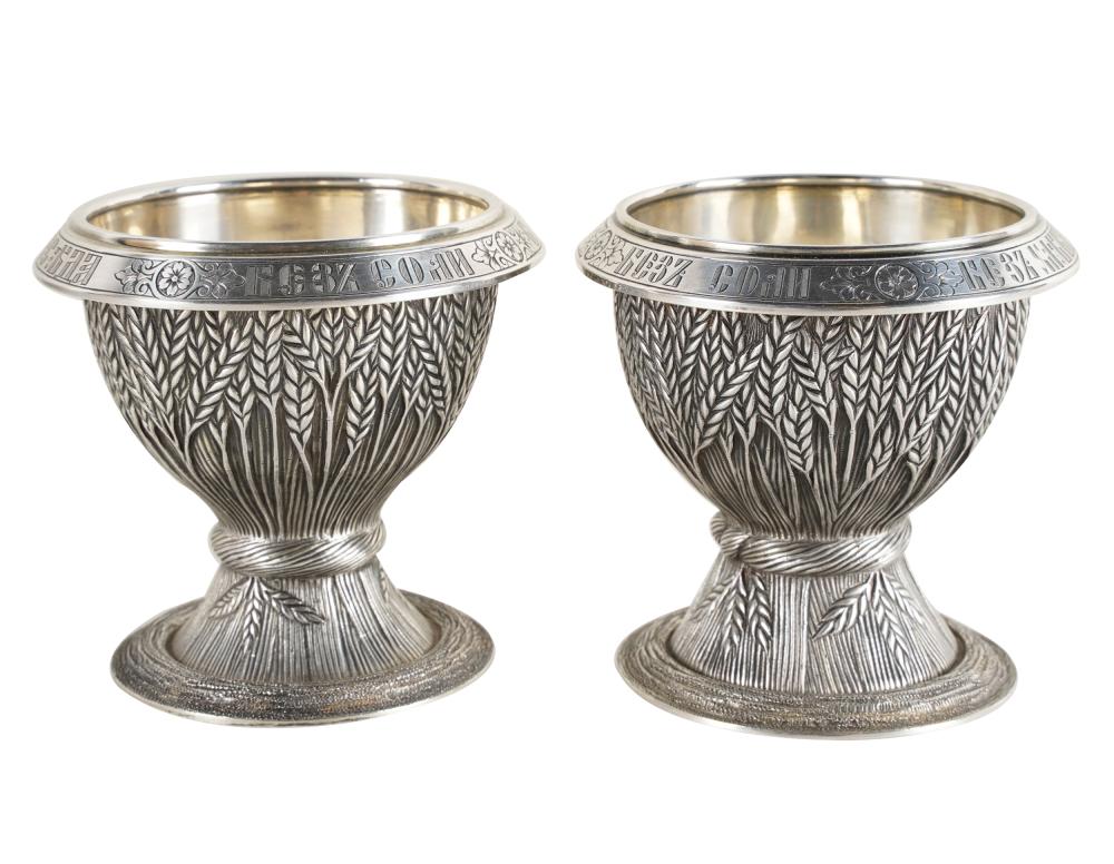 PAIR OF RUSSIAN 84 SILVER SALT