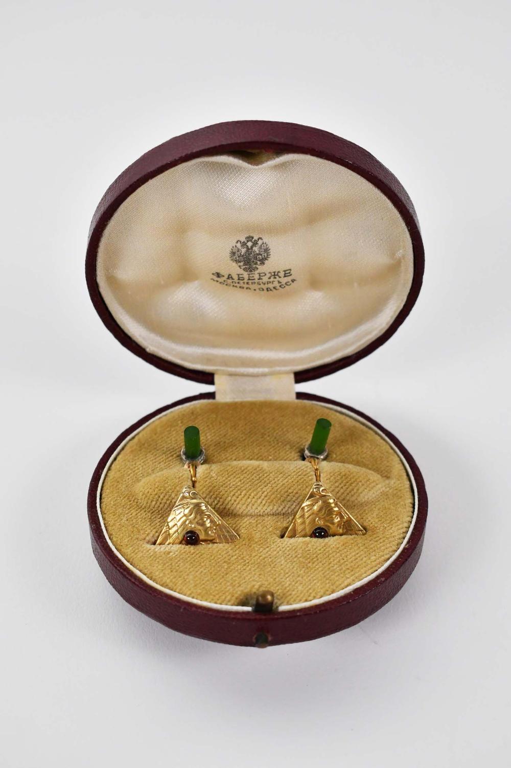 PAIR OF RUSSIAN DIAMOND, GOLD &
