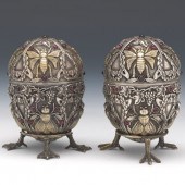 PAIR OF RUSSIAN FABERGE STYLE