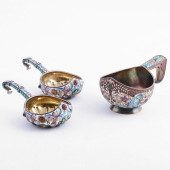 PAIR OF RUSSIAN SILVER GILT AN