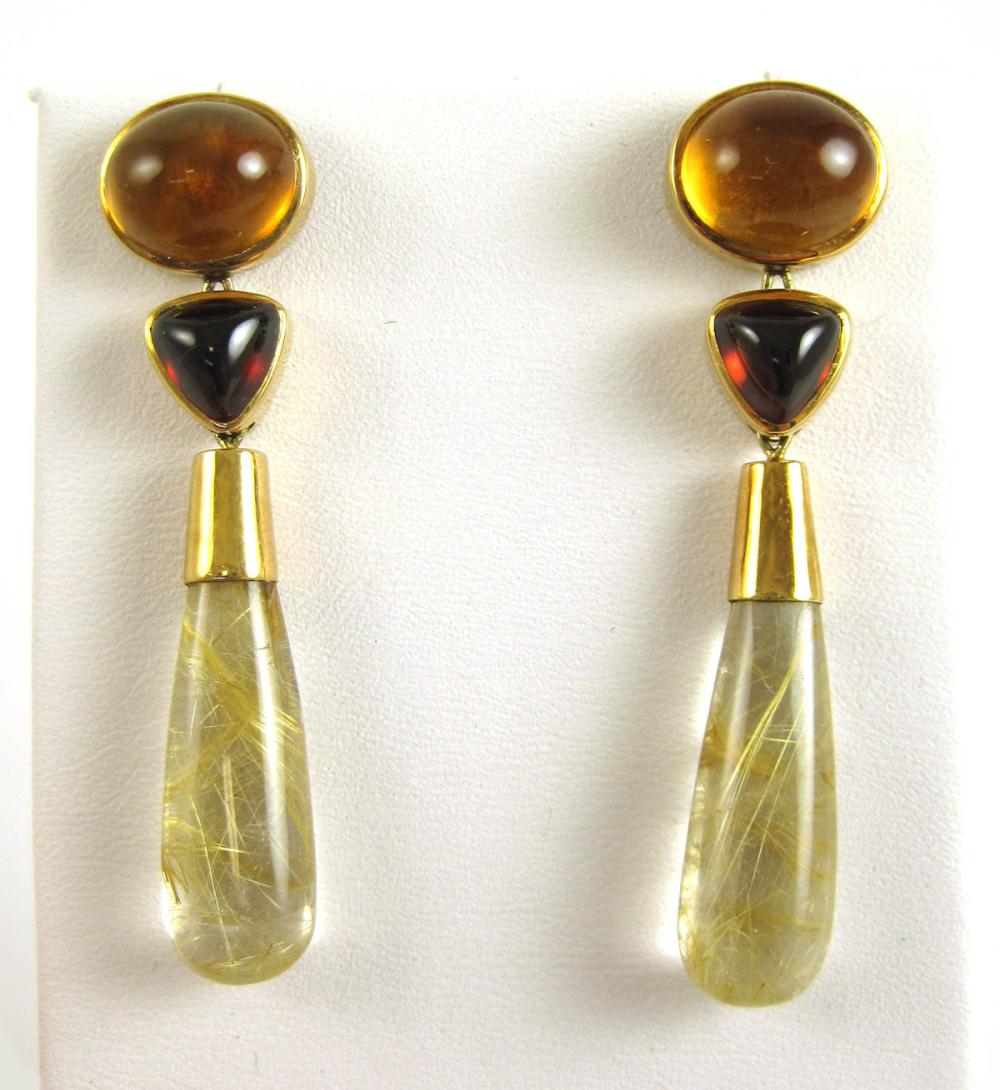 PAIR OF RUTILATED QUARTZ DROP