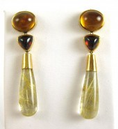 PAIR OF RUTILATED QUARTZ DROP