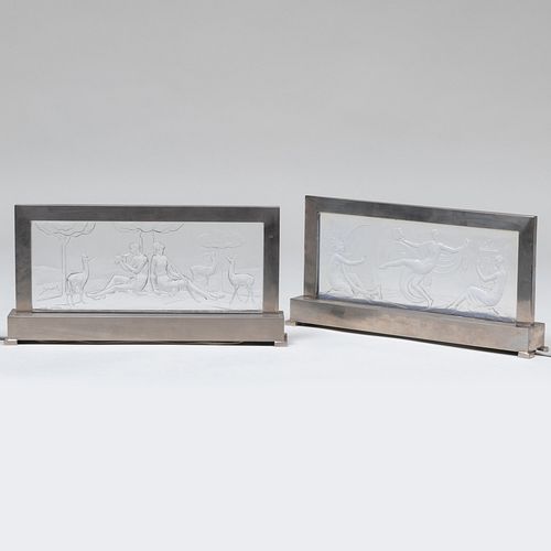 PAIR OF SABINO ART DECO MOLDED