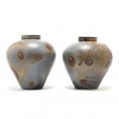 PAIR OF SALT GLAZED POTS, DAVI