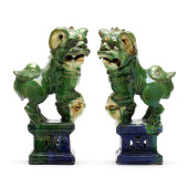 PAIR OF SANCAI GLAZED CERAMIC