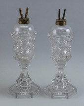 PAIR OF SANDWICH GLASS BLOWN-M