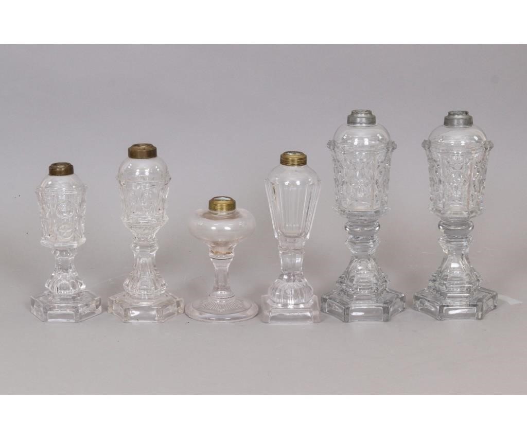 Pair of Sandwich Glass oil lamps