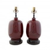 PAIR OF SANG DE BEOUF PORCELAI