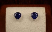 PAIR OF SAPPHIRE AND WHITE GOL