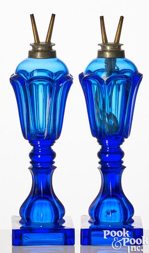 PAIR OF SAPPHIRE COBALT GLASS