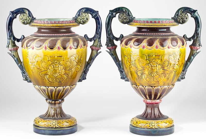 Pair of Sarreguemines Majolica