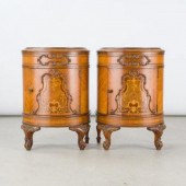 PAIR OF SATINWOOD & BURL WOOD