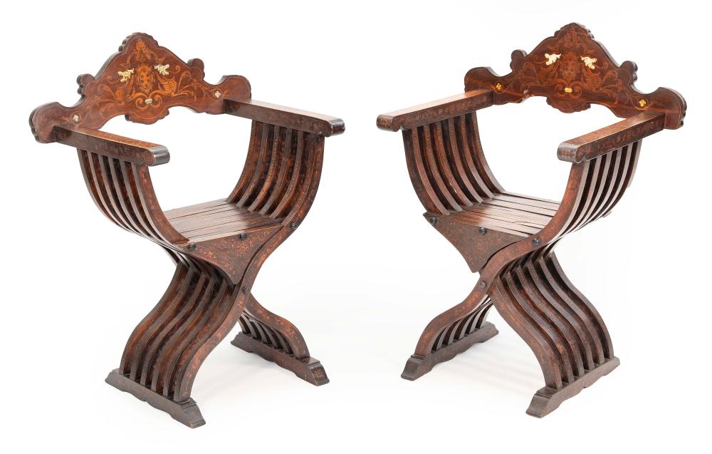 PAIR OF SAVONAROLA CHAIRS 19TH