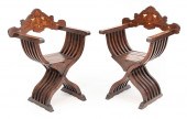 PAIR OF SAVONAROLA CHAIRS 19TH