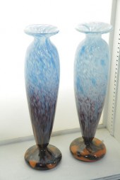 PAIR OF SCHNEIDER ART GLASS VA