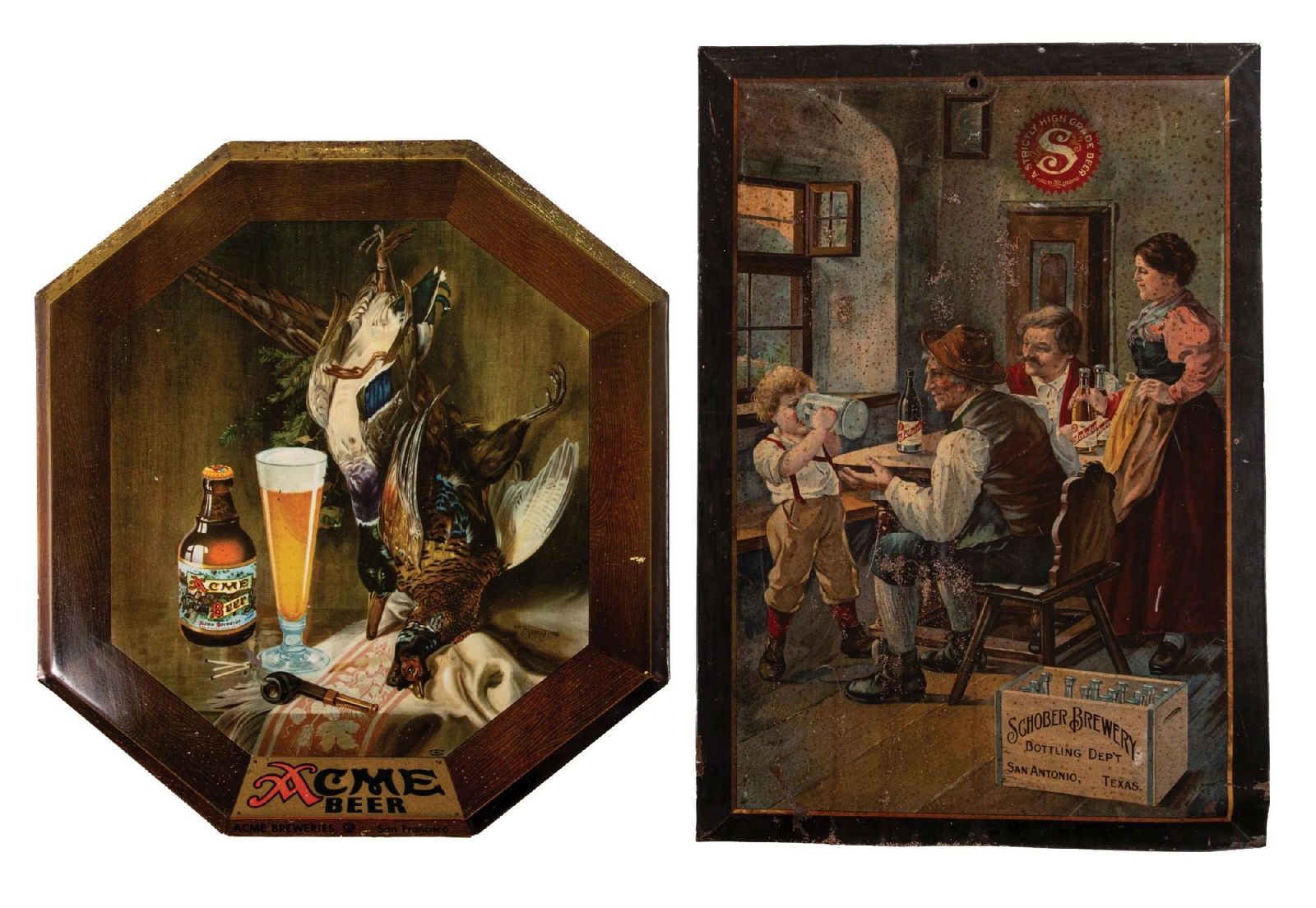 PAIR OF SCHOBER BREWERY & ACME BEER