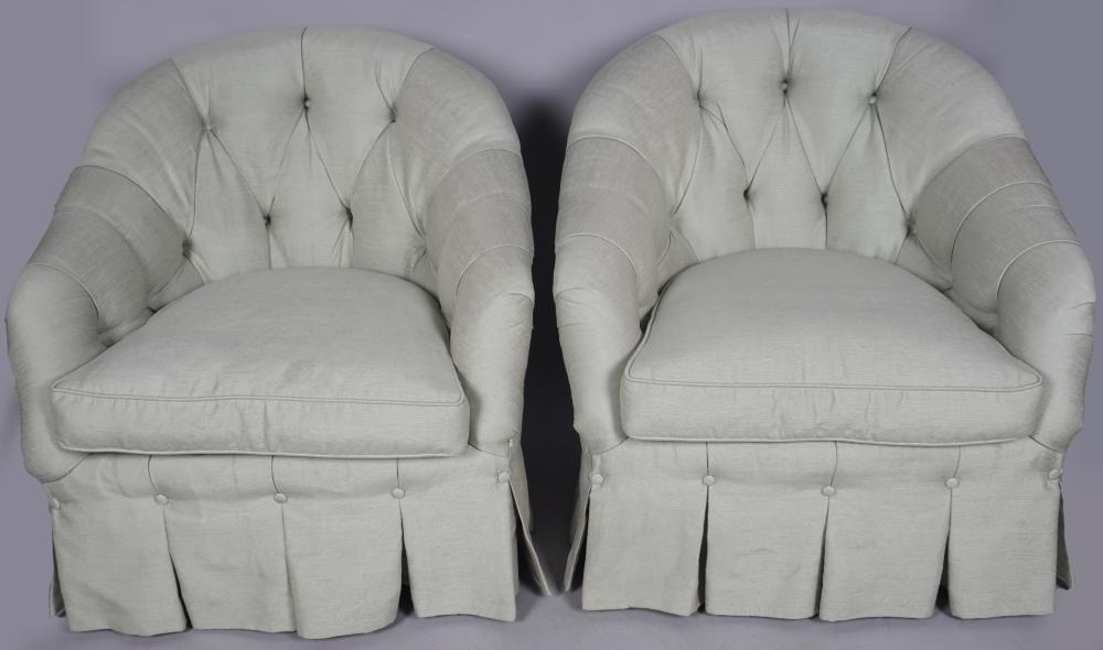 PAIR OF SCHUMACHER UPHOLSTERED CLUB