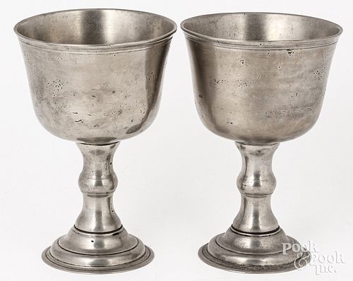 PAIR OF SCOTTISH PEWTER COMMUNION