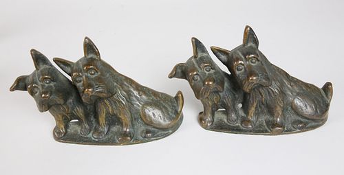 PAIR OF SCOTTY DOG HEAVY PATINA