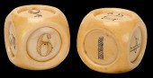 PAIR OF SCRIMSHAWED IVORY DICE