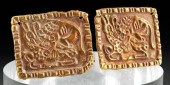 PAIR OF SCYTHIAN REPOUSSE GOLD