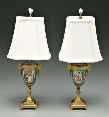 Pair of S&egrave;vres urns: hand