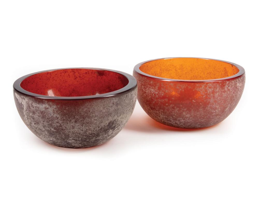 PAIR OF SEGUSO AMBER GLASS
